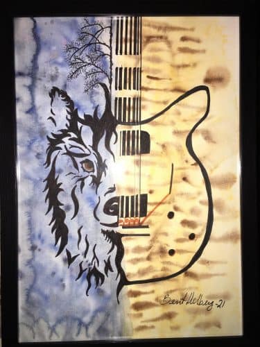 Berit Helberg – also a painter. This is a gift to the guitarist Ingebrigt Fjelle, by request of something guitarish ahdn wolfy…